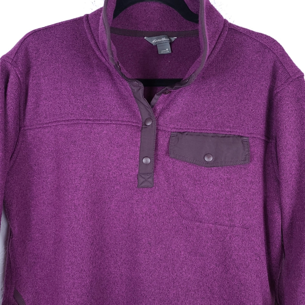 EDDIE BAUER Women's Snap-T Fleece Pullover-Purple-Size M - Picture 3 of 9